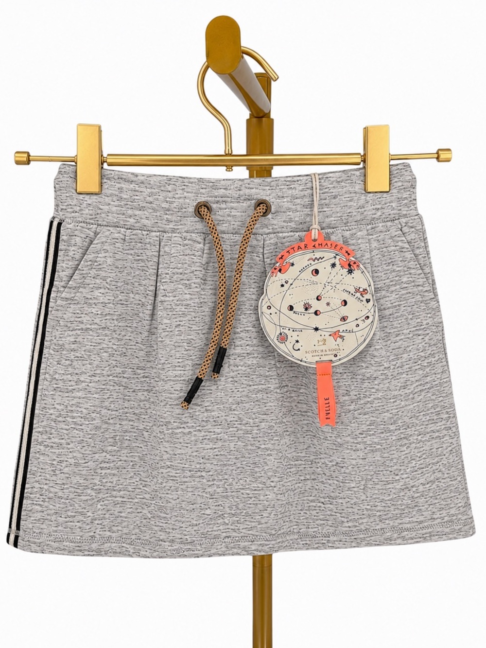 Scotch & Soda Grey Mini Skirt with Side Stripe & Drawstring